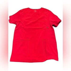 Small Cherokee Infinity Scrubs Top Mens Small Red 3 Pocket V Neck Stretch